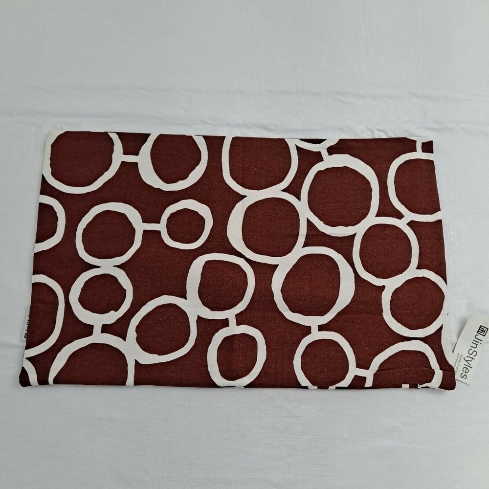 Pillow Cover Brown White Circles Rings Rectangle 19 X 12